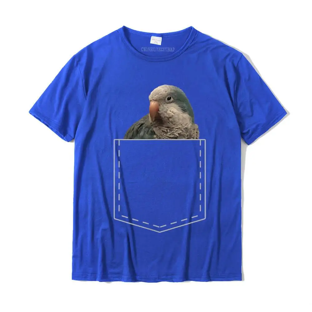 Cute Quaker Parrot Shirt Pocket Parakeet Lover TShirt Gift Camisas Hombre Rife Men Tops & Tees Custom T Shirts Cotton Cool