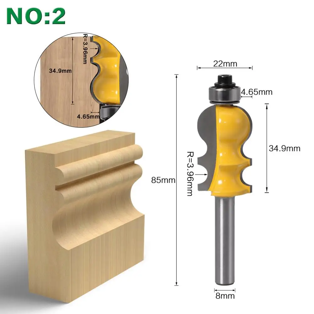 1PC 8mm Shank Casing & Base Molding Router Bit Set CNC Line knife Woodworking cutter Tenon Cutter for Woodworking Tools