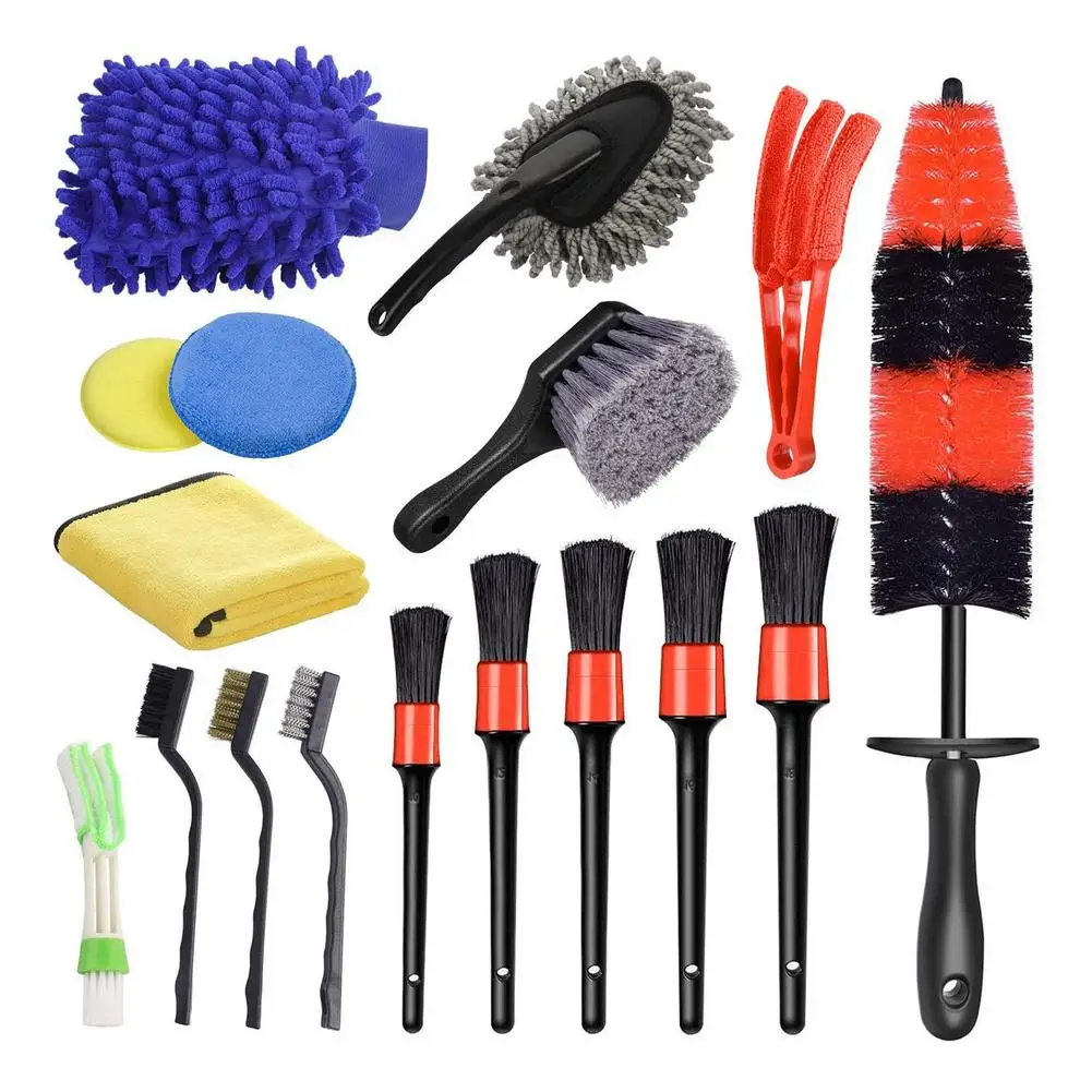 

17Pcs Car Detailing Brush Set Auto Car Cleaning Accessories Kit For Car Leather Air Vents Rim Cleaning Dirt Dust Clean Tools