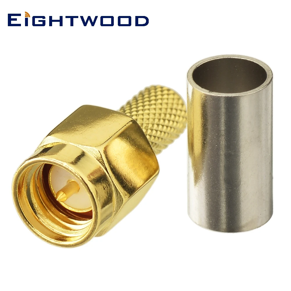 Eightwood SMA Plug Male RF CoaxialConnector Adapter Straight Crimp RG58 RG400 RG142,LMR195 Cable for Antenna ​Telecommunications