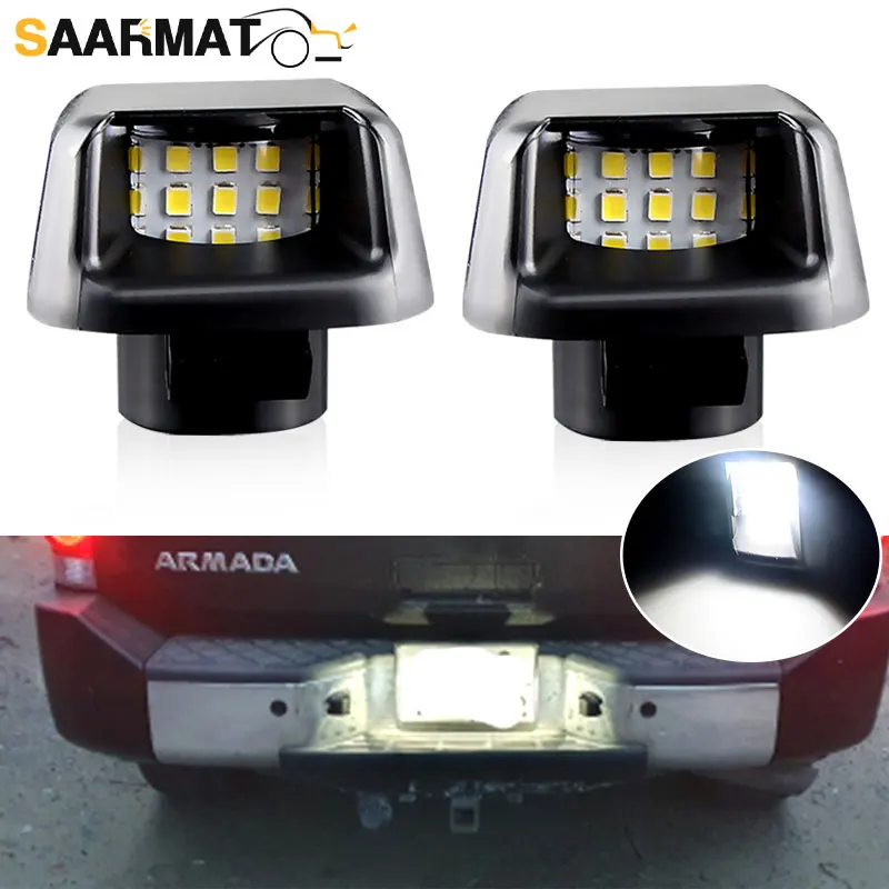 2x White 18SMD LED Car Number License Plate Lights for Nissan Navara D40 Frontier Armada Titan Xterra Suzuki Equator