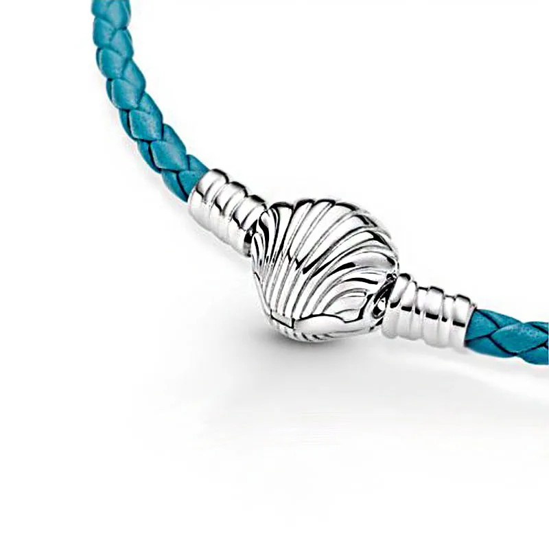 2020 Summer Fashion Silver 925 Bracelets Shell Leather Bracelet Women DIY Jewelry Gift