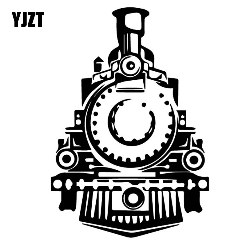 YJZT 11.4CM*16.5CM Delicate Steam Train Locomotive Exquisite Vinly Decal Cool Decor Car Sticker Black/Silver C27-0905