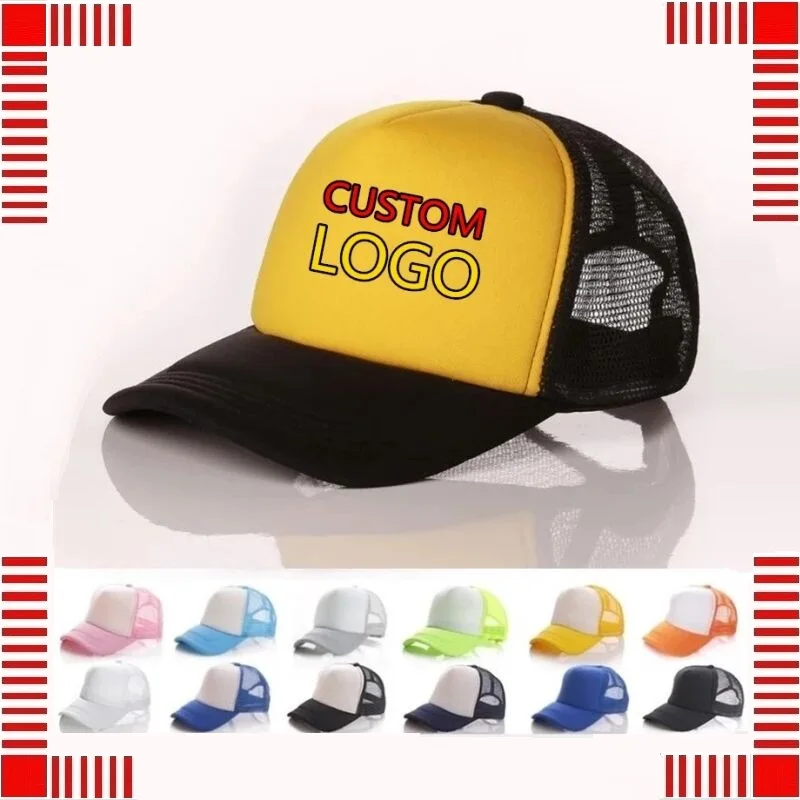 

Summer Adult Men Casual Mesh Baseball Caps New Print DIY Custom Logo Design Snapback Hats Casquette Gorros Beach Trucker Hat