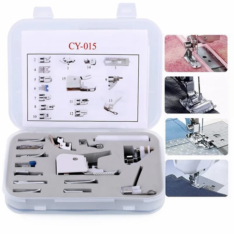 15Pcs/set Sewing Machine Presser foot sewing machines domestic for Janome Brother sewing machine accessories CY-015  AA7049