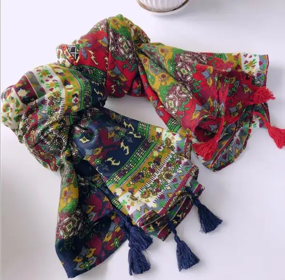 2020 mới Phong Cách Bohemian Khăn Choàng Cổ Nữ Quốc Gia Retro Len Mềm Mại Khăn Choàng Khăn Choàng Thoải Mái Thời Trang Thu Đông khăn choàng cổ