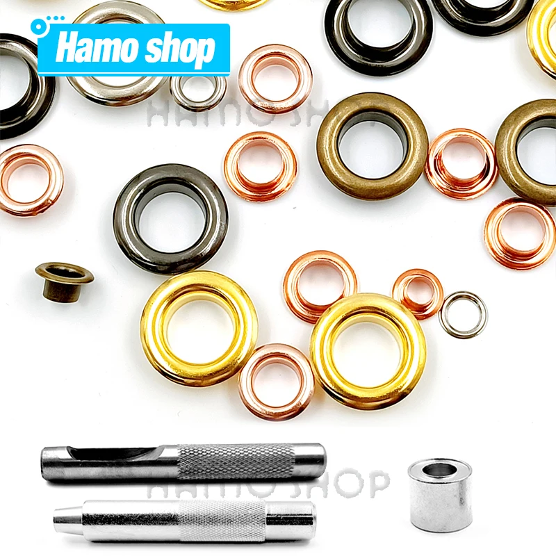 100set Mix 5 Color Metal Eyelet Grommets With Eyelet Punch Die Tool Set For Leathercraft DIY Clothing Shoes Belt Bag Accessories