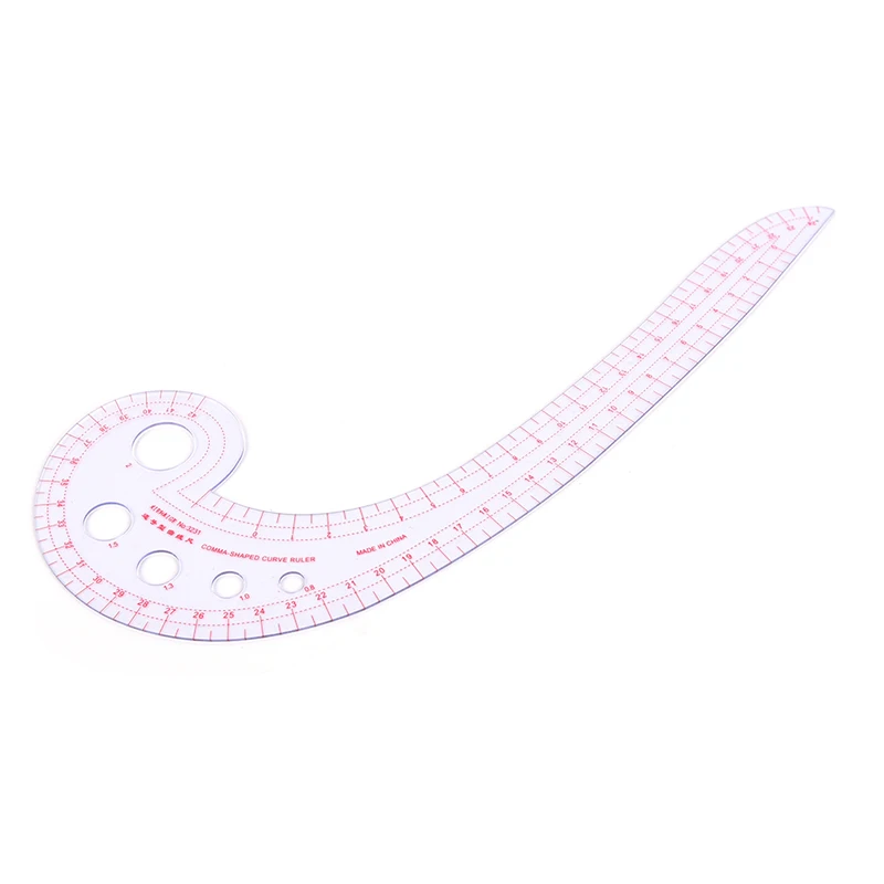 1pcs 11.8" Long Comma Shaped Plastic Transparent French Curve Ruler