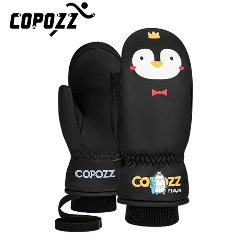 Детские лыжные перчатки COPOZZ 3M Thinsulate, зимние теплые перчатки с защитой пальцев, милые водонепроницаемые ультралегкие перчатки для сноуборда с мультяшным рисунком