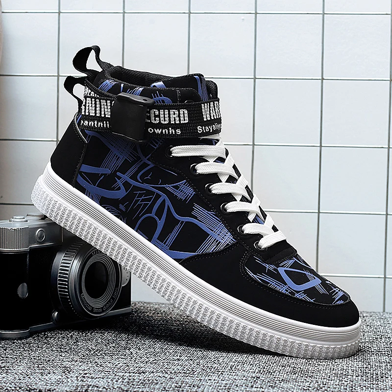 Fashion Classic skateboard Sneakers Men Spring Comfortable Shoes for Men Graffiti Sport Shoes High-top Walking Jogging Shoes