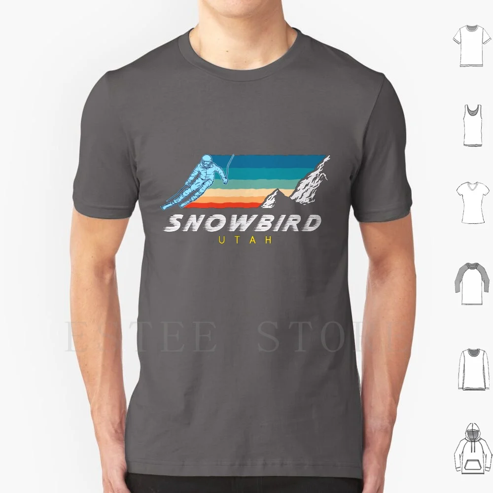 Snowbird ,-Retro Ski T Shirt DIY Big Size 100% Cotton Ski Snowboard Retro 80s 1980s Vintage Resort Winter Sports Holiday Alpine