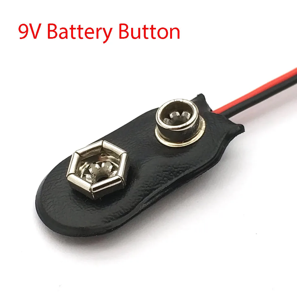 10 Pcs 9V Battery Button Holder 9V Battery Button 9V Battery Holder With 15CM Line