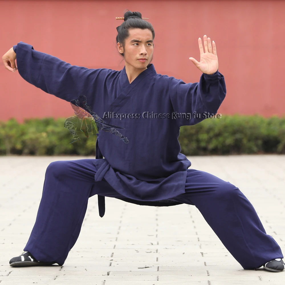 Wudang Taoist Robe Style Tai chi Uniform Martial arts Kung fu Suit Shaolin Monk Robe and Pants Custom Service 25 Colors