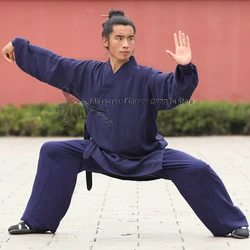 Wudang Taoist Robe Style Tai chi Uniform Martial arts Kung fu Suit Shaolin Monk Robe and Pants Custom Service 25 Colors