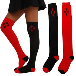 Women Thigh High Stockings Over The Knee Fashion Socks Girls Cute Knitted Cotton Long Stockings Sexy Black Red Warm Knee Socks