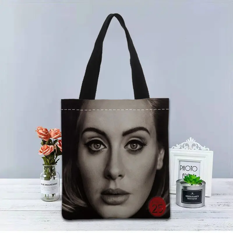 Nuevo bolso personalizado con estampado Adele Adkins, bolsos de mano de lona, bolso de compras de viaje, bolso de hombro útil informal, bolso de mujer