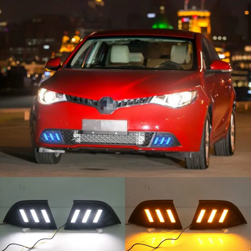 

2pcs LED White Turn Signal Light Amber Fog Lamp Car Styling 12V Day Light for MG GT 2014-2017 Daytime Running Light