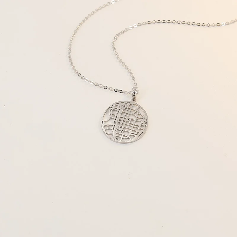 

Custom Hometown Route Map Round Pendent Nekclace Road Map Cricle pendent For Women Men S925 Anniversary Necklace Gifts