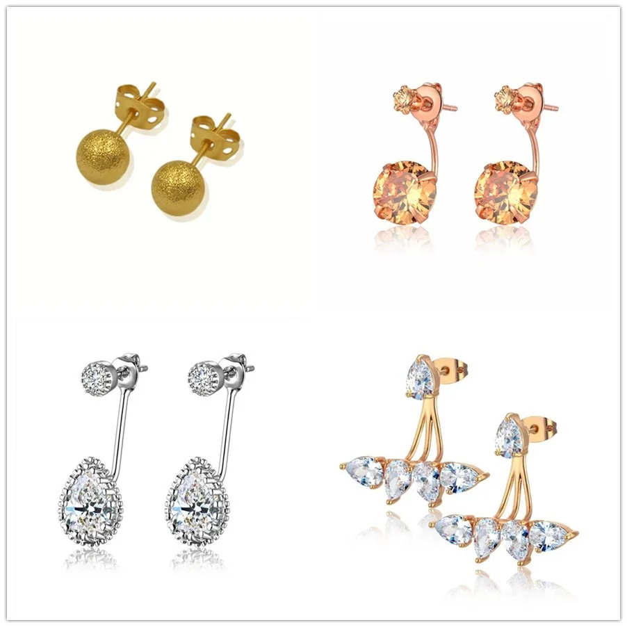 

Gold & Silver Color Stud Earrings Zirconia Earring Jewelry Accessories for Women Hot Brand