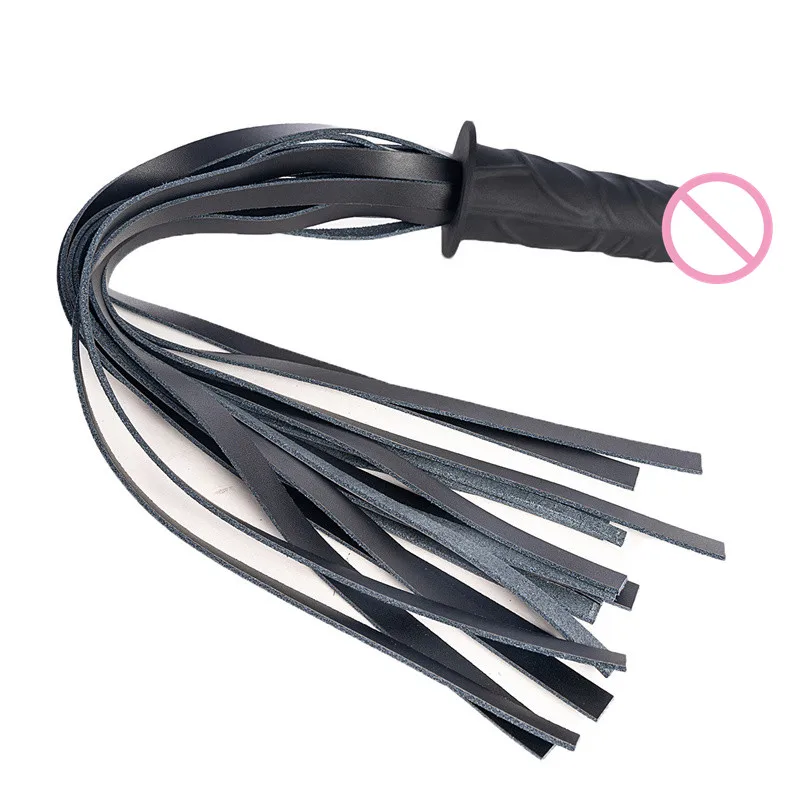 Silicone Dildo Genuine Leather Racing Riding Flogger Queen Sex Pimp Whip Toys for Adults Games Bdsm Bondage Slave Role Play