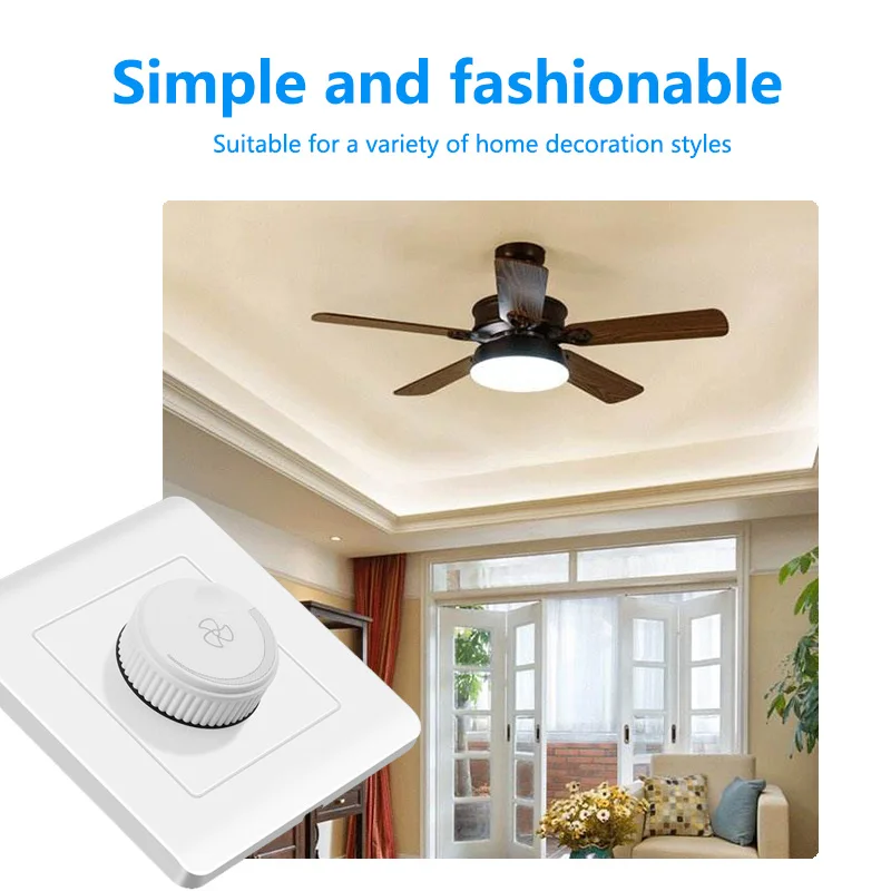 Household concealed fan speed regulator ceiling fan, 220V 86 type stepless speed control switch 300W