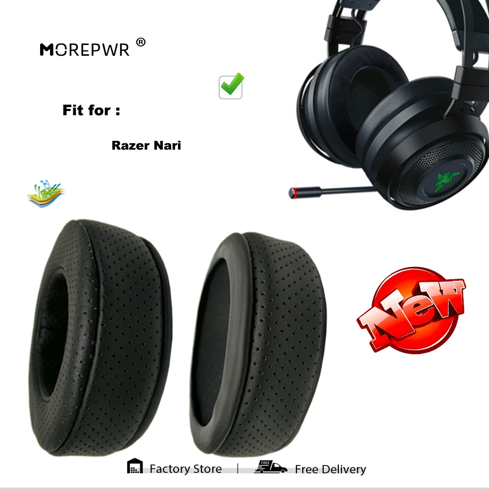 

Morepwr New upgrade Replacement Ear Pads for Razer Nari Headset Parts Leather Cushion Velvet Earmuff