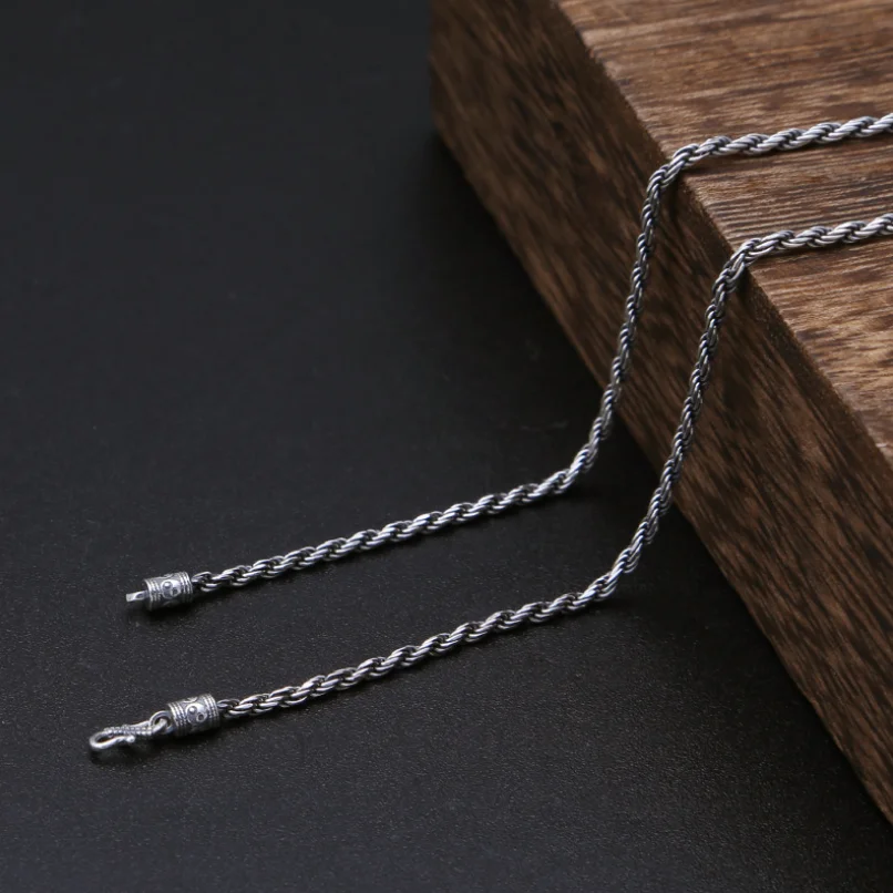 Thai Silver Classic Retro Weave Necklaces For Women S925 Sterling Silver Long Chain Necklaces Real Silver Cross Necklace Jewery