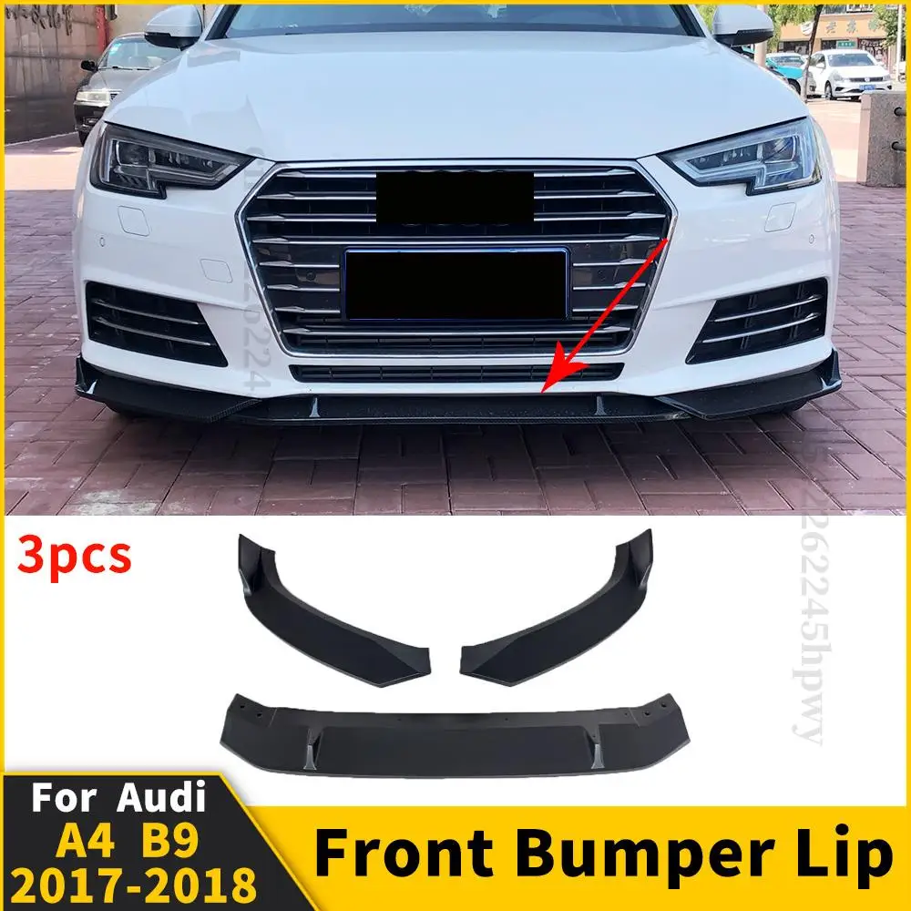 Front Bumper Lip Lower Chin Decoration Tuning Accessories Splitter High Quality Exterior Part For Audi A4 B9 2017 2018