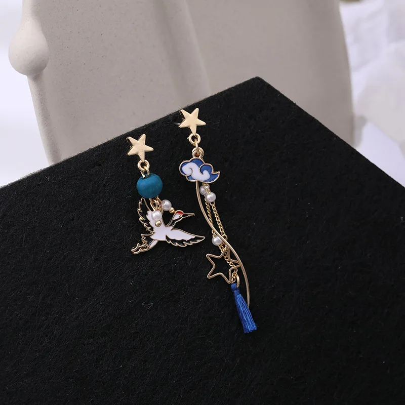 Koreanische neue süße geometrische Tropfenohrringe für Frauen, niedliche Katze, Kaninchen, Stern, Mond, asymmetrische baumelnde Ohrringe, Geschenk für Schmuck. – Detail 40