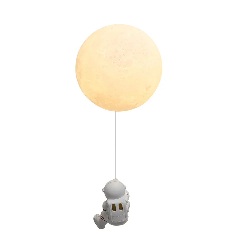 Applique murale en forme de lune pour chambre d\'enfant, minimaliste, moderne, créatif, astronaute, en cuivre, dessin animé, pour chevet de chambre
