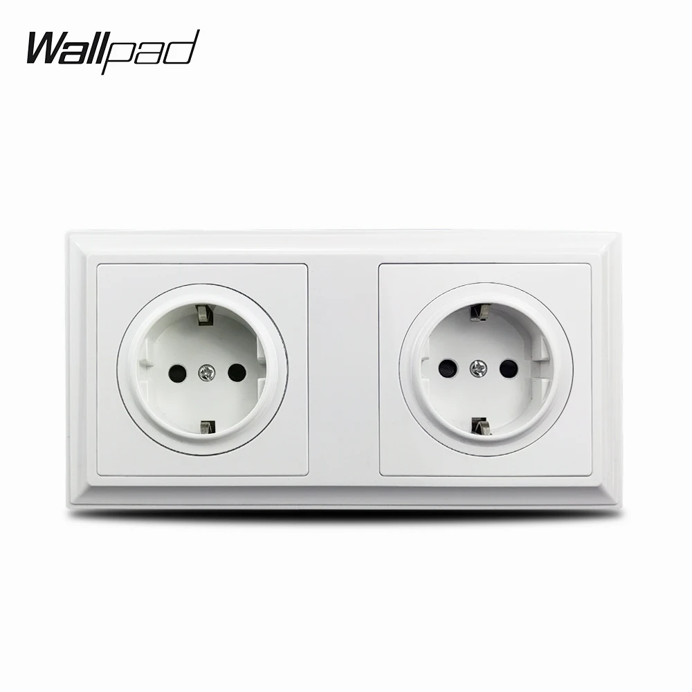 172 * 86 mm EU Socket L6 Plastic Palace Style Wallpad White Cream Double 16A AC 220V EU Wall Electrical Power Outlet