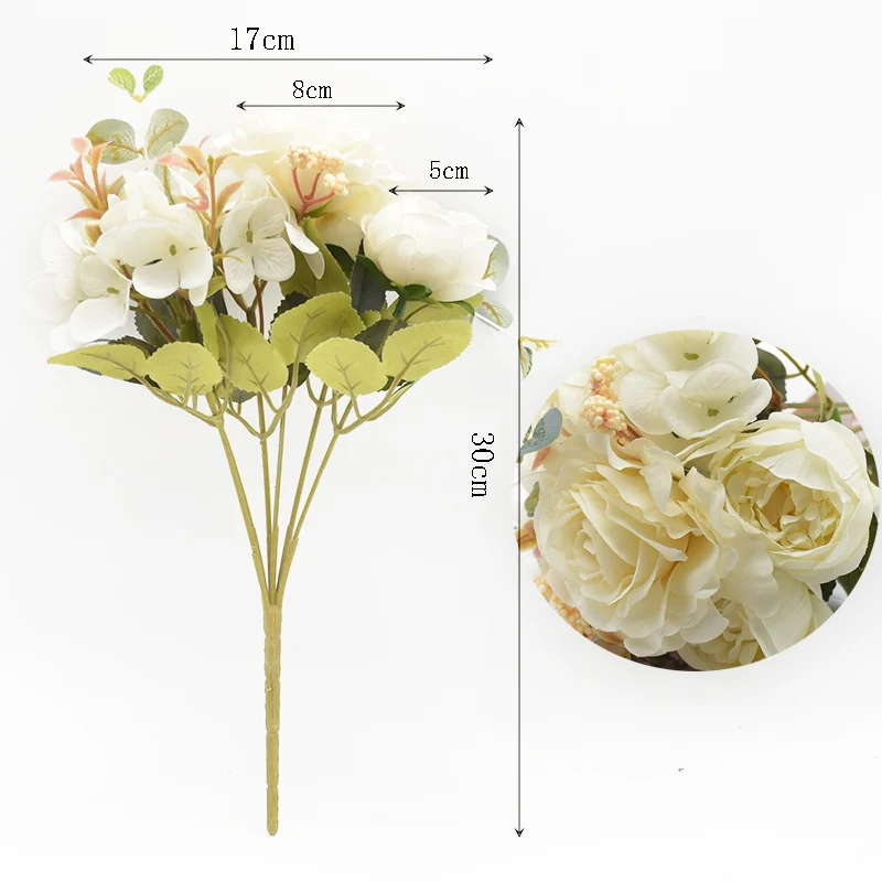 30CM Künstlicher Rosen-Pfingstrosen-Strauß Hochwertige Kunstblumen Heimdekoration DIY-Handwerk Pflanzenarrangement Hochzeitsdekoration Bonsai – Detail 6