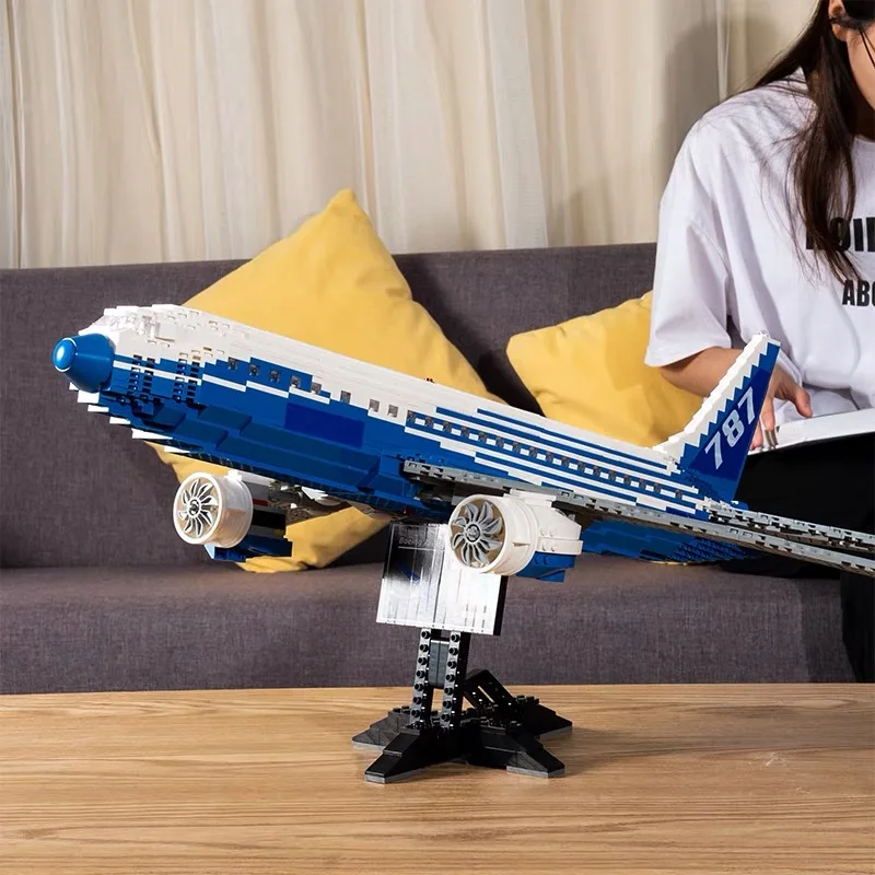 Ideas The Boeing 787 Airliner Building Block City Airplane Passenger Plane Bricks Transport Plane Toys For Kids Birthday Gifts