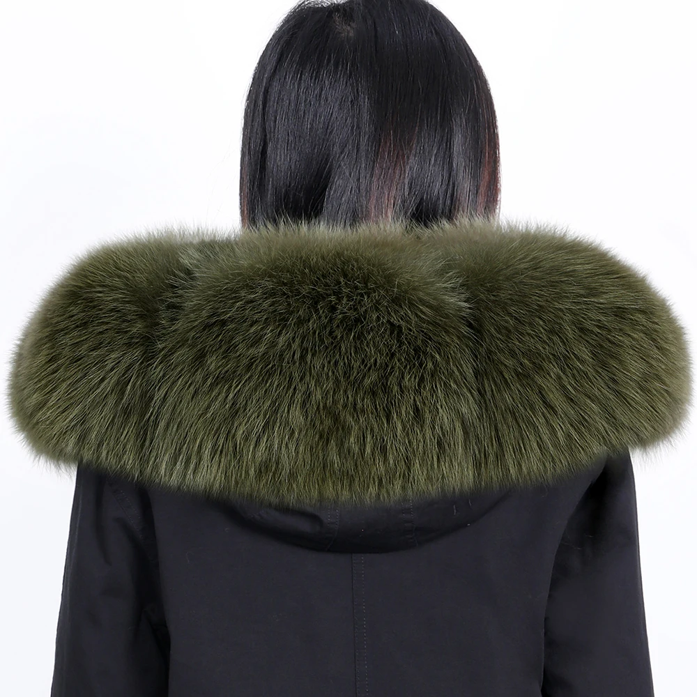 Maomaokong  Winter Women Long Coats Real Fox Fur big fur collar Natural Rabbit fur liner over the knee  plus size parkas winter