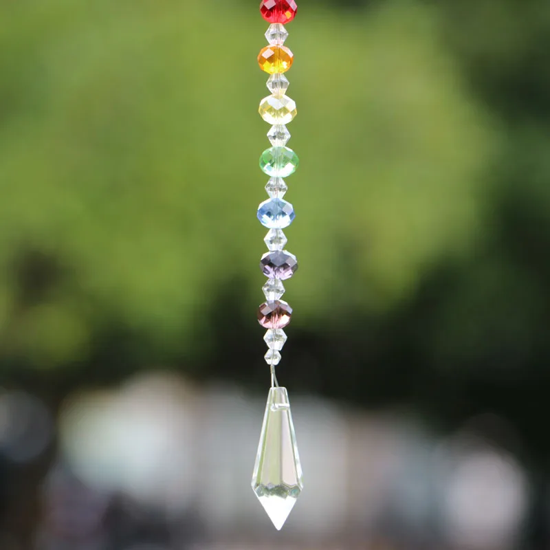 1PCS Hanging DIY Crystal Suncatcher Colorful Light String Rondelle Beads Pendant Drop Home Garden Decorative Ornament