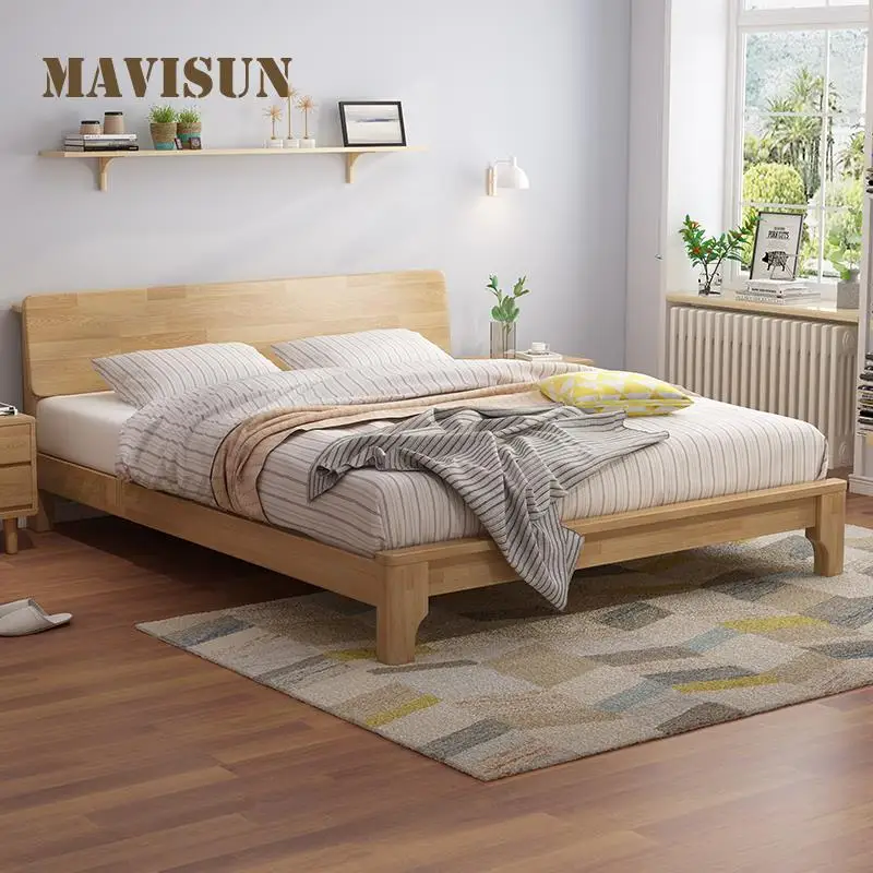 Cama de madera maciza para dormitorio, mueble de lujo, estilo nórdico moderno minimalista, de alta gama, 1,8 metros, almacenamiento doble, directo de fábrica