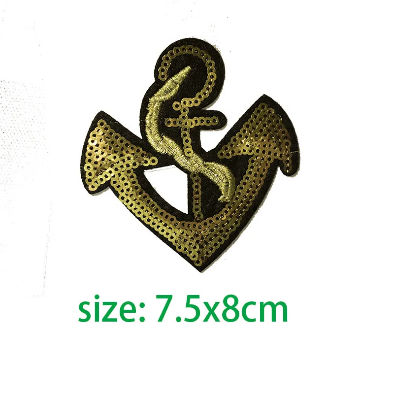 Fashion Ship Anchor Sequins icon Embroidered Applique Patches for Clothing DIY Iron on Badge on the Backpack