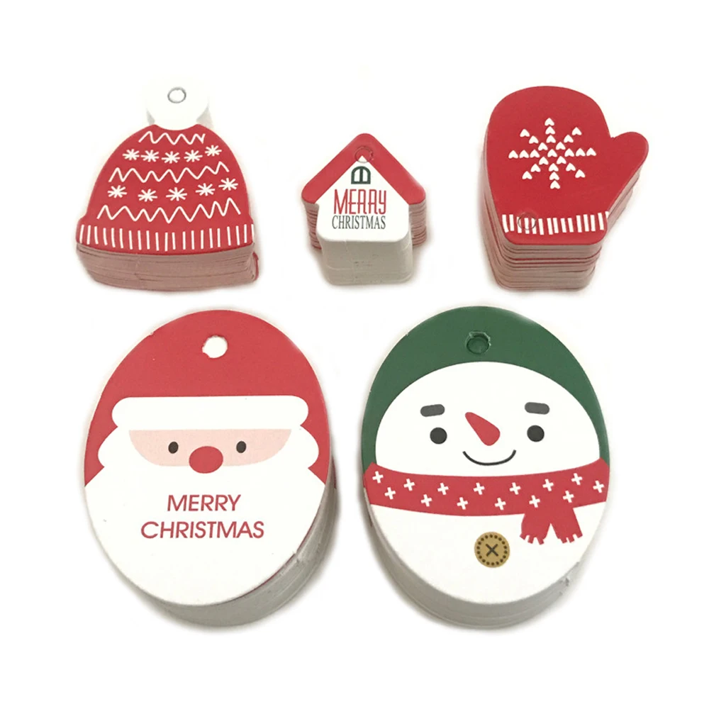 50pcs Christmas Gift Tags X-mas red and green tag / Christmas tree decoration pendant / Tag / Bookmark tag / Garment Tags