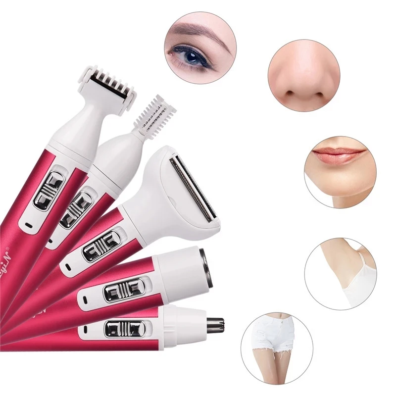 Razors 5 In 1 Electric Hair Remover Rechargeable Shaver Nose Hair Trimmer Eyebrow Shaper Leg Armpit Bikini Trimmer Lady Epilator