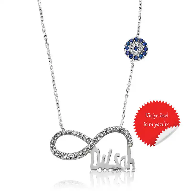 Silver Is Infinity Ladies Necklace Zircon Stone 925 Sterling Fine Jewelry Wedding Party Birthday Gift - Box -for - Pendant - Chain Choker - Female - Ladies - Fashion