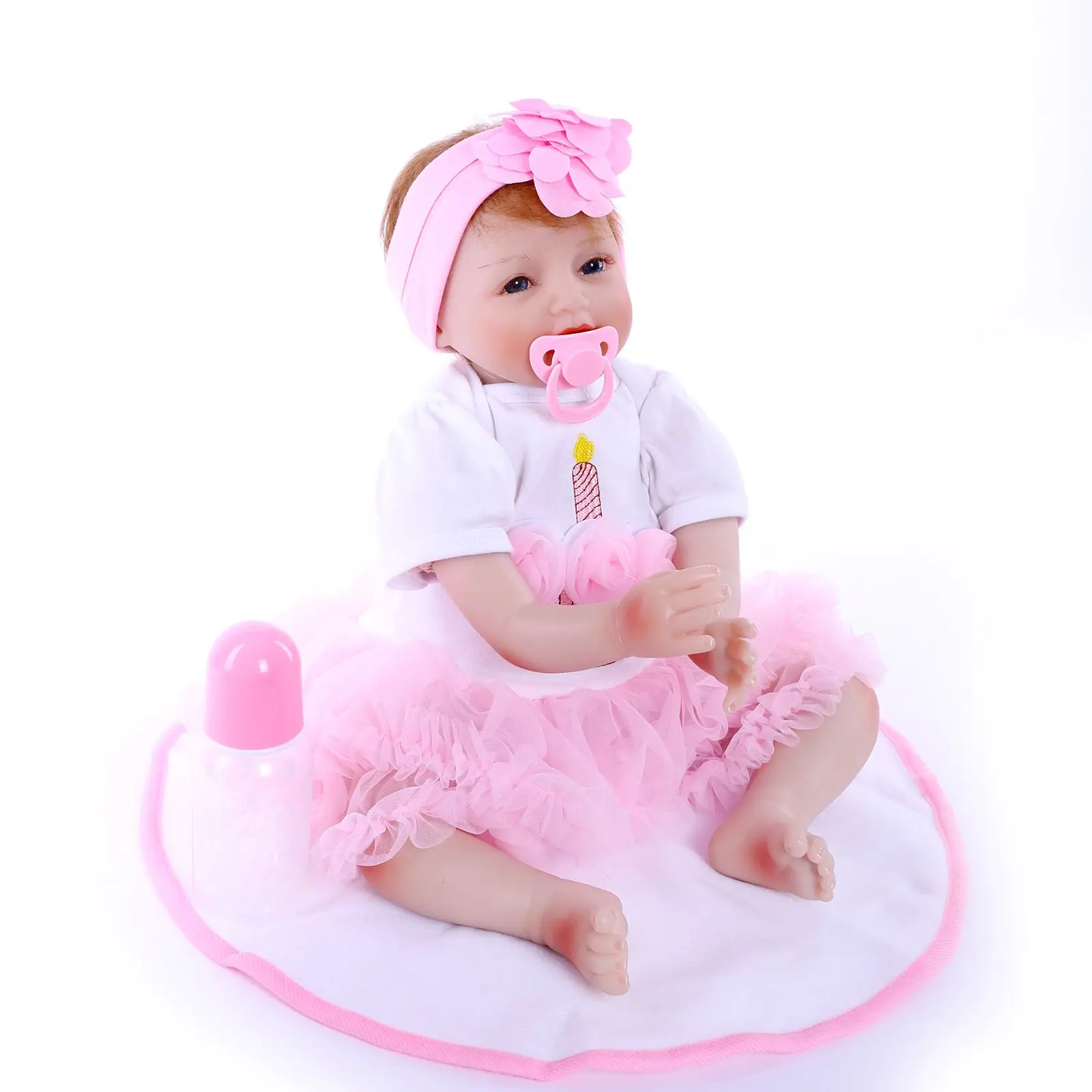 

Bebe 22 Inch 55 Cm Reborn Baby Doll Realistic Silicone Vinyl Simulation Real Face Smile Girl Kids Toy Sleeping Companion