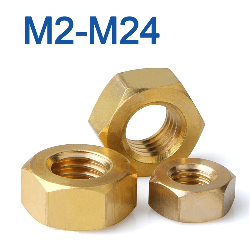 

Solid Brass Copper Hex Hexagon Nut for M2 M2.5 M3.5 M4 M5 M6 M8 M10 M12 M14 M16 M18 M20 M22 M24 Screw Bolt Metric Thread DIN934