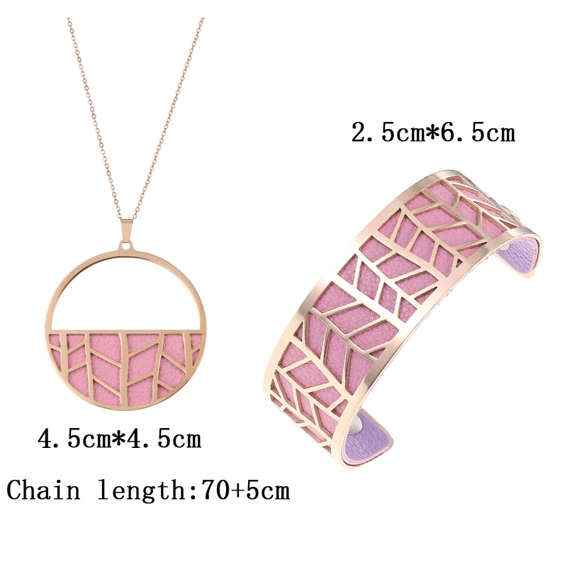 Cremo Rose Gold Chain Necklace Bracelets Set Stainless Steel DIY Bracelets Manchette Interchangeable Leather Necklace Set