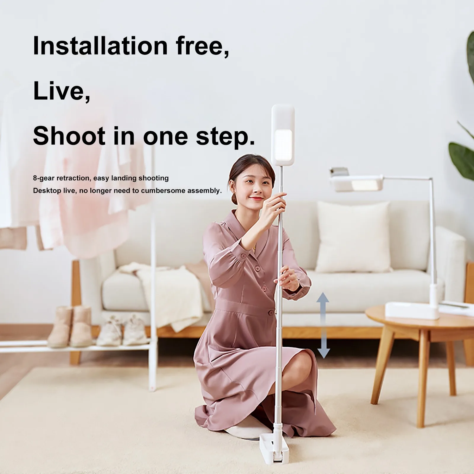 Live Broadcast Beauty Fill Light 360° Mobile Phone Holder Foldable Portable Rechargeable Bluetooth Remote Control