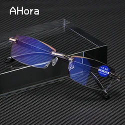 Ahora gafas de lectura sin montura con bloqueo de luz azul, gafas para presbicia cuadradas sin marco para hombres y mujeres, dioptrías + 1,0 1,5 2 2,5 4,0