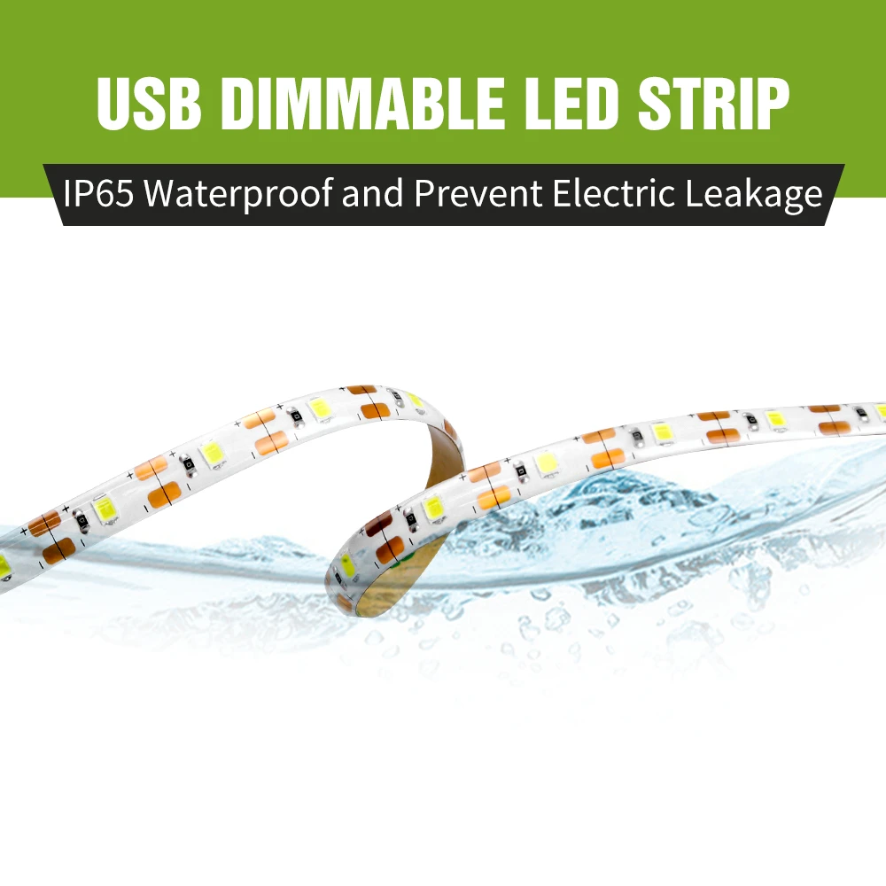 5M LED Light Strip Waterproof 2835 Ribbon LED Strip Dimmable Touch Sensor Switch 5V USB Powered For Cabinet Kitchen Night Lamp