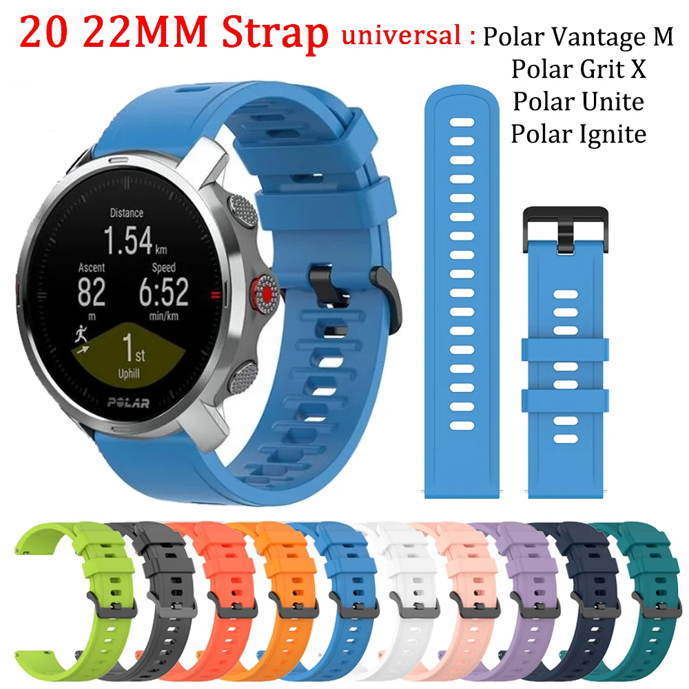 20/22mm Universal Wrist Strap For Polar Grit X/Vantage M Smart Watch Band Sport Watch Strap Silicone Bracelet For Samsung Watch4