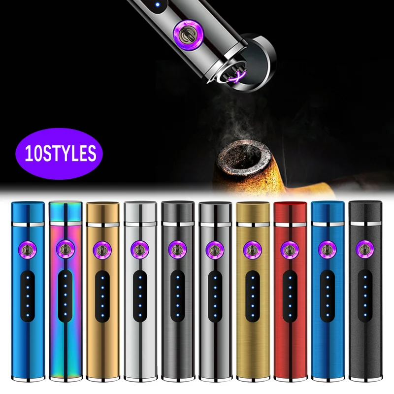 Dual Arc Plasma Charging USB Lighter Mini Metal Windproof Cylindrical Lighter Smoking Portable Smoking Set Men\'s Gift