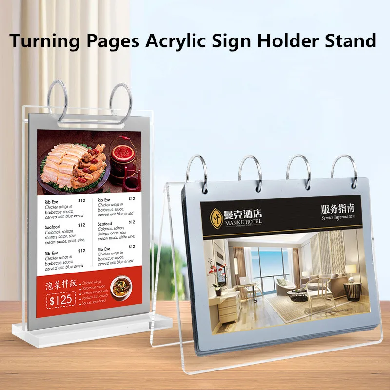 A6 Clear Double Sided Acrylic Menu Paper Desktop Counter Poster Holder Sign Price Name Card Label Display Stand