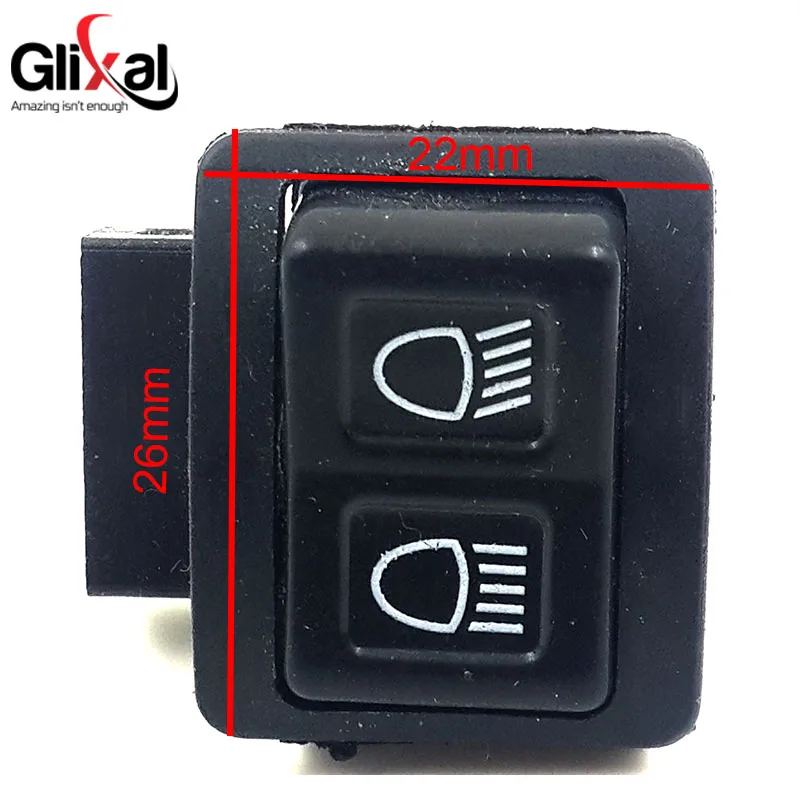 Glixal Scooter 3-Pin Mini Headlight Dimmer Switch Button for GY6 49cc 50cc 125cc 150cc Chinese Moped Scooter (2 pcs)